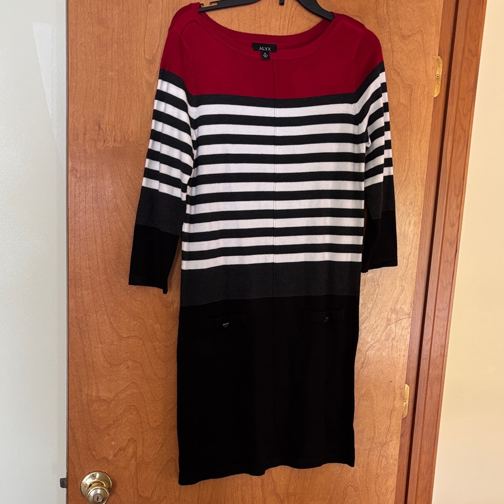 Women's Striped Red and Black Sweater Dress